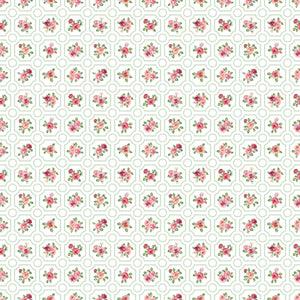 Blush Sateen Stripe - Floral Grid White Multi