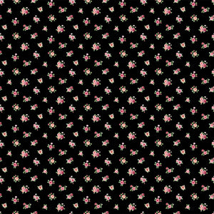 Blush Sateen Stripe - Mini Floral Spot Black