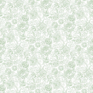 Blush Sateen Stripe - Floral Toile Green