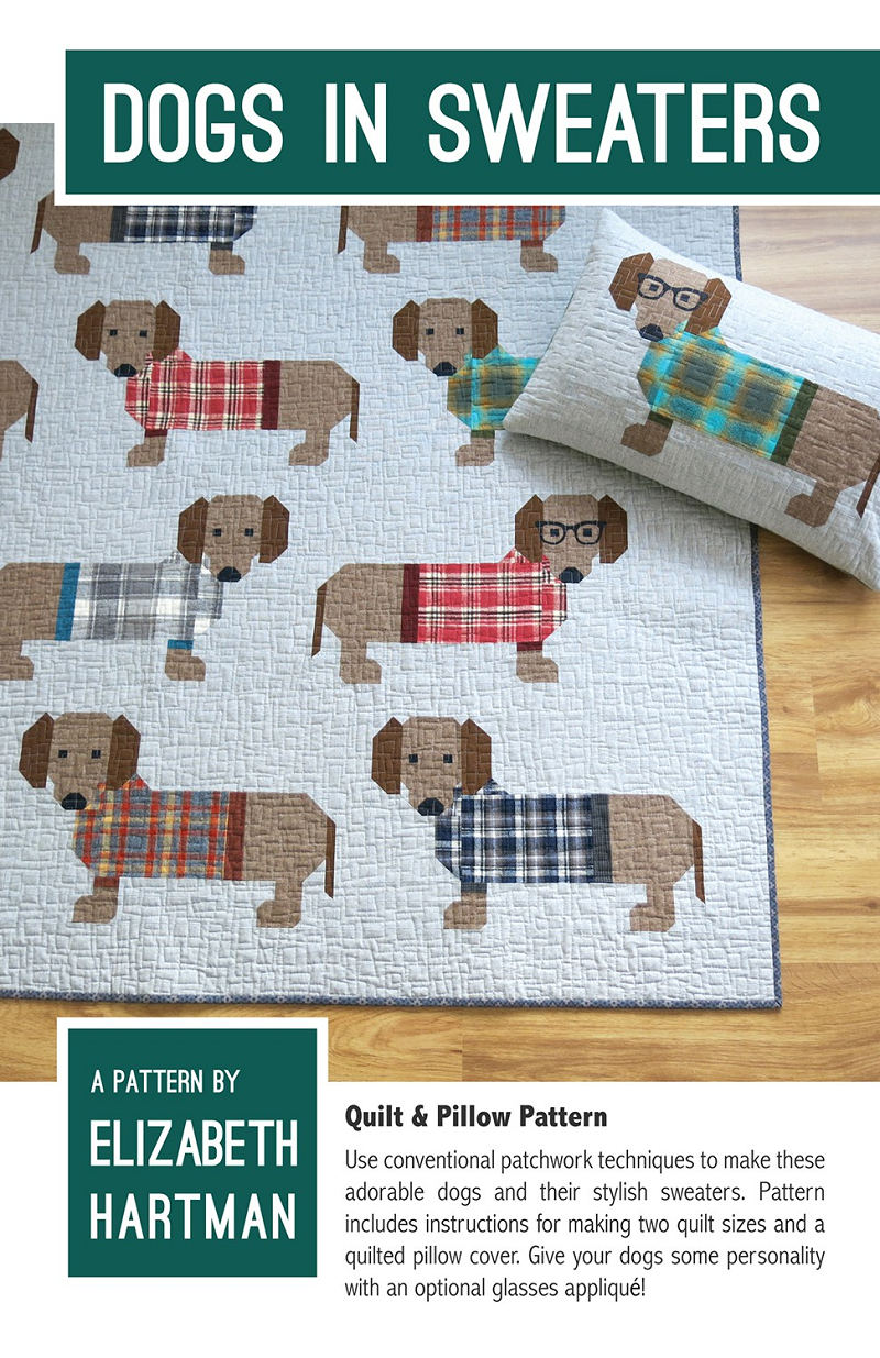 These cute Dachshunds will melt your heart all dressed up in their sweaters. Pattern includes a  Pillow (16