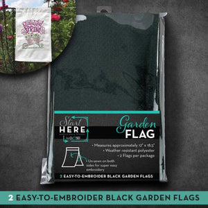 Two easy-to-embroider black garden flags. With the unique double-sided format of the OESD Garden Flag, you can say it in style! Personalize both sides with ease.  Weatherproof and simple, embrace the limitless creative possibilities.