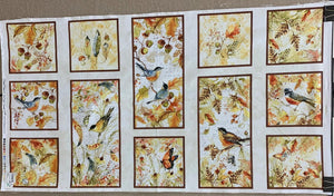 You can imagine yourself in the forest with this panel. Several blocks of different forest birds can be made into a warm quilt or a table runner.