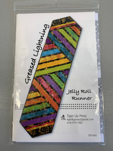 Load image into Gallery viewer, The Greased Lightning Jelly Roll Runner uses 2 1/2&quot; strips and measures 15 X 60&quot;. Great for Jelly Roll Scraps
