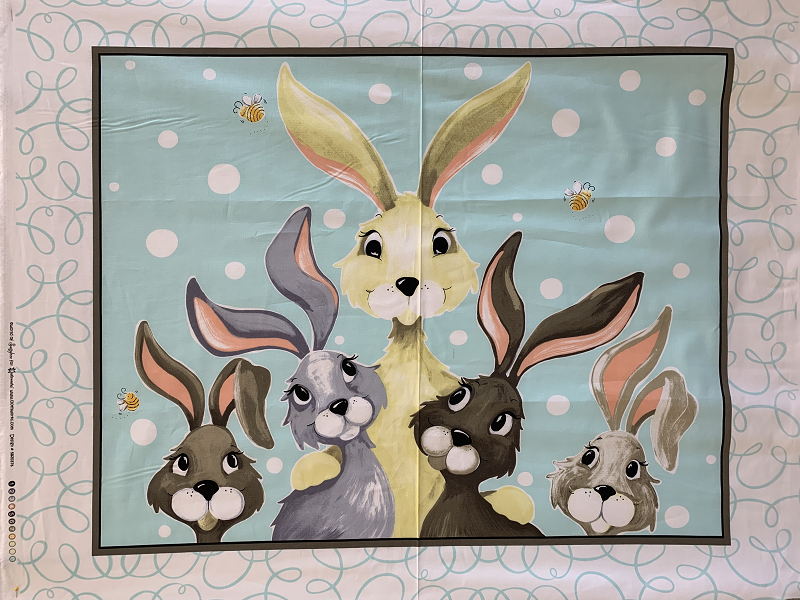 Harold the Hare and Friends are ready to say Hi! This adorable panel by Clothworks goes well with the coordinating fabrics available at Mad Bs. Panel is 36