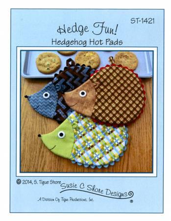 Hedge Fun! Hedgehog Hot Pads by Suzie C. Shore Designs. Pattern pieces and instructions to sew up some sweet Hedgehog Hot Pads!  Sew easy, so quick, fun and functional! Approximate finished sized 7