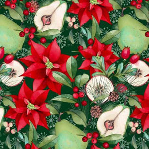 Peppermint Christmas Poinsettia & Fruit Green