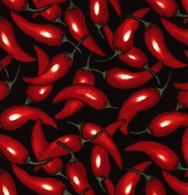 Red Peppers on BlackKona Print