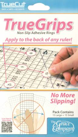 True Grips are non-slip adhesive rings to prevent your ruler from slipping. Contains 15 small and 15 large rings.