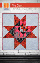 Load image into Gallery viewer, Five Stars is a dramatic, modern, nested star pattern. The pattern includes three sizes: 49&quot;, 75&quot; or 100&quot; square.
